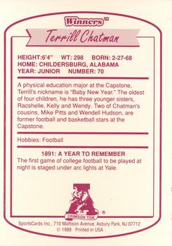 1988 Winners Alabama Crimson Tide #NNO Terrill Chatman Back