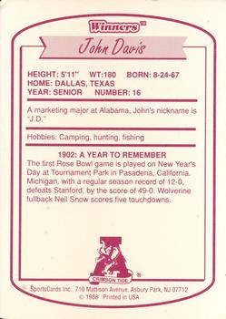 1988 Winners Alabama Crimson Tide #NNO John Davis Back