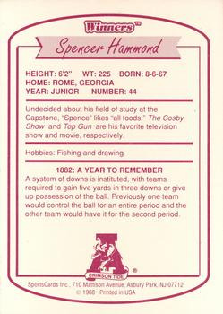 1988 Winners Alabama Crimson Tide #NNO Spencer Hammond Back