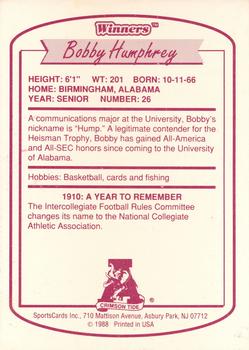 1988 Winners Alabama Crimson Tide #NNO Bobby Humphrey Back