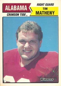 1988 Winners Alabama Crimson Tide #NNO Tim Matheny Front