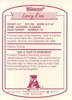 1988 Winners Alabama Crimson Tide #NNO Larry Rose Back