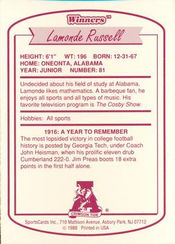 1988 Winners Alabama Crimson Tide #NNO Lamonde Russell Back