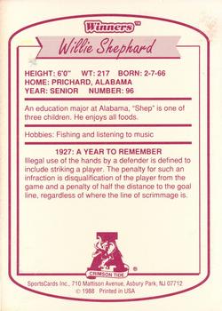 1988 Winners Alabama Crimson Tide #NNO Willie Shepherd Back