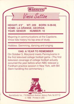 1988 Winners Alabama Crimson Tide #NNO Vince Sutton Back