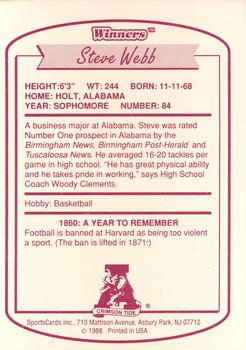 1988 Winners Alabama Crimson Tide #NNO Steve Webb Back