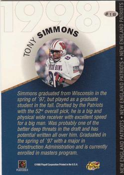 1998 Playoff Prestige SSD Hobby - 1998 Draft Picks Silver #18 Tony Simmons Back