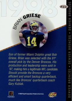 1998 Playoff Prestige SSD Hobby - 1998 Draft Picks Silver #33 Brian Griese Back