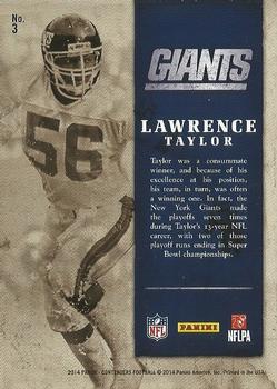 2014 Panini Contenders - Legendary Contenders #3 Lawrence Taylor Back