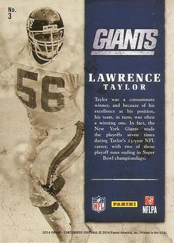 2014 Panini Contenders - Legendary Contenders Hologold #3 Lawrence Taylor Back