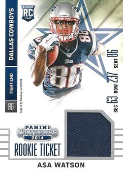 2014 Panini Contenders - Rookie Ticket Swatches #RTS-5 Asa Watson Front