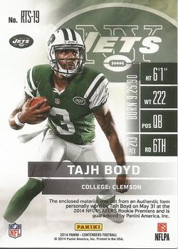 2014 Panini Contenders - Rookie Ticket Swatches #RTS-19 Tajh Boyd Back
