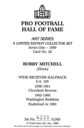 1989 Goal Line Hall of Fame Art Collection  #20 Bobby Mitchell Back