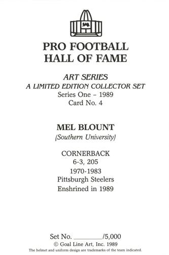 1989 Goal Line Hall of Fame Art Collection  #4 Mel Blount Back