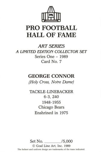 1989 Goal Line Hall of Fame Art Collection  #7 George Connor Back
