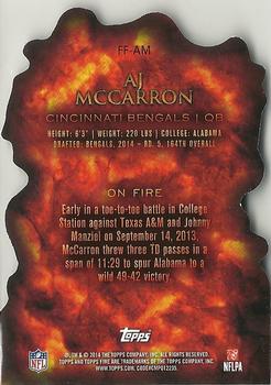 2014 Topps Fire - Forged By Fire #FF-AM AJ McCarron Back