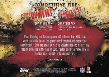 2014 Topps Fire - Competitive Fire #CF-MBR Peyton Manning / Drew Brees Back