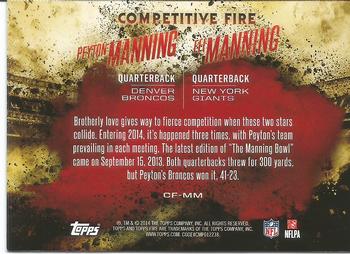 2014 Topps Fire - Competitive Fire #CF-MM Peyton Manning / Eli Manning Back