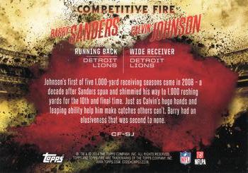 2014 Topps Fire - Competitive Fire #CF-SJ Barry Sanders / Calvin Johnson Back