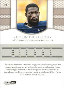 2010 Press Pass PE - Blue #14 Dorin Dickerson  Back