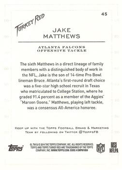 2014 Topps Turkey Red #45 Jake Matthews Back