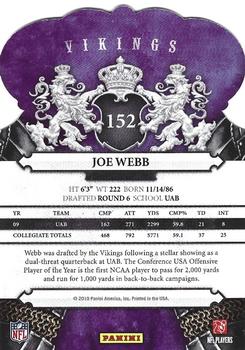 2010 Panini Crown Royale #152 Joe Webb Back
