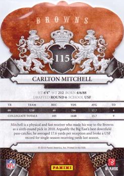 2010 Panini Crown Royale #115 Carlton Mitchell Back