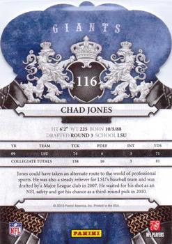 2010 Panini Crown Royale #116 Chad Jones Back