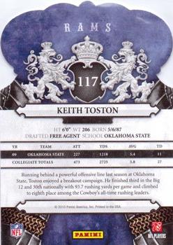2010 Panini Crown Royale #117 Keith Toston Back