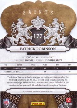2010 Panini Crown Royale #177 Patrick Robinson Back