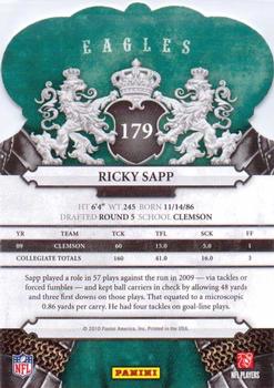 2010 Panini Crown Royale #179 Ricky Sapp Back