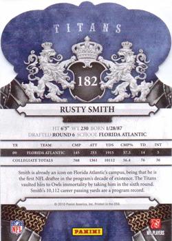 2010 Panini Crown Royale #182 Rusty Smith Back