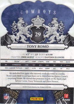 2010 Panini Crown Royale #29 Tony Romo Back