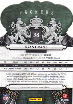 2010 Panini Crown Royale #38 Ryan Grant Back
