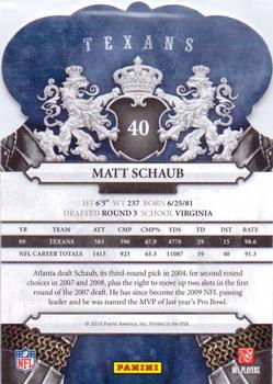 2010 Panini Crown Royale #40 Matt Schaub Back