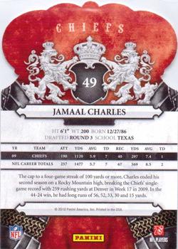 2010 Panini Crown Royale #49 Jamaal Charles Back