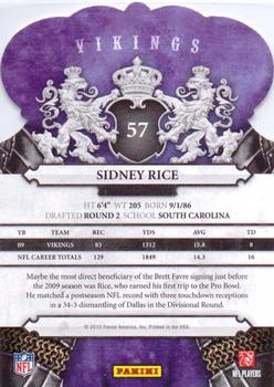 2010 Panini Crown Royale #57 Sidney Rice Back