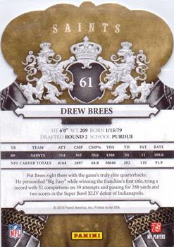 2010 Panini Crown Royale #61 Drew Brees Back
