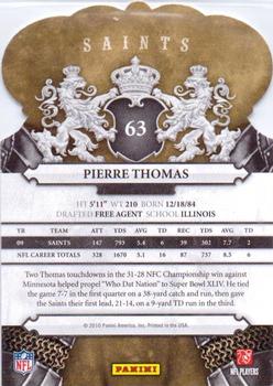 2010 Panini Crown Royale #63 Pierre Thomas Back