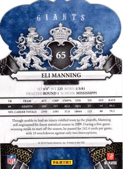 2010 Panini Crown Royale #65 Eli Manning Back