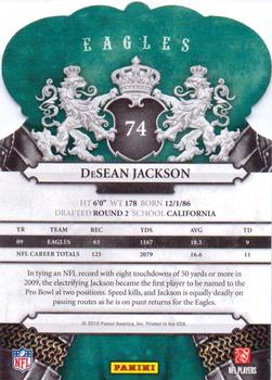 2010 Panini Crown Royale #74 DeSean Jackson Back