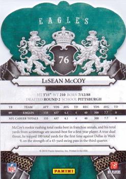 2010 Panini Crown Royale #76 LeSean McCoy Back