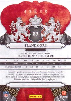 2010 Panini Crown Royale #83 Frank Gore Back