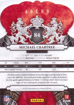 2010 Panini Crown Royale #84 Michael Crabtree Back