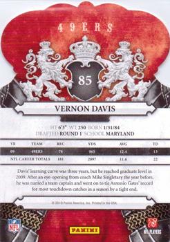 2010 Panini Crown Royale #85 Vernon Davis Back