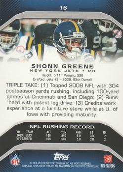 2010 Topps Triple Threads #16 Shonn Greene  Back