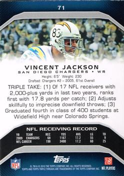 2010 Topps Triple Threads #71 Vincent Jackson  Back