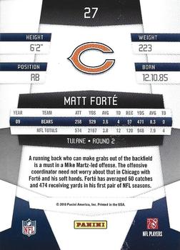 2010 Panini Certified #27 Matt Forte  Back