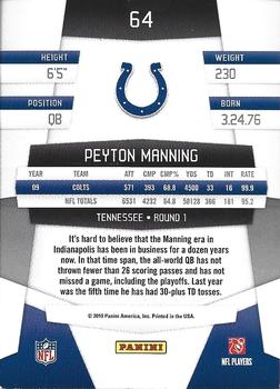 2010 Panini Certified #64 Peyton Manning  Back