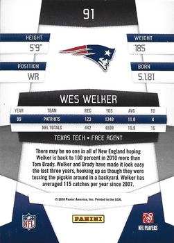 2010 Panini Certified #91 Wes Welker  Back